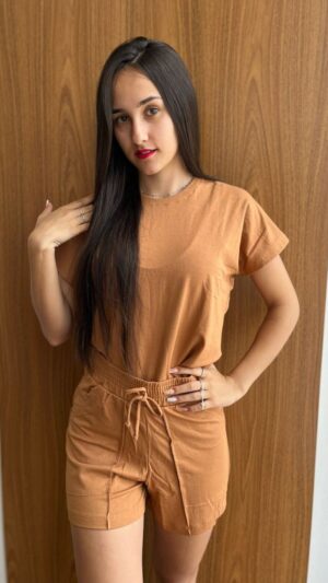 Pijama em Moletinho de Viscose com Shorts elástico largo, com Bolso - (Ref.: 10454)